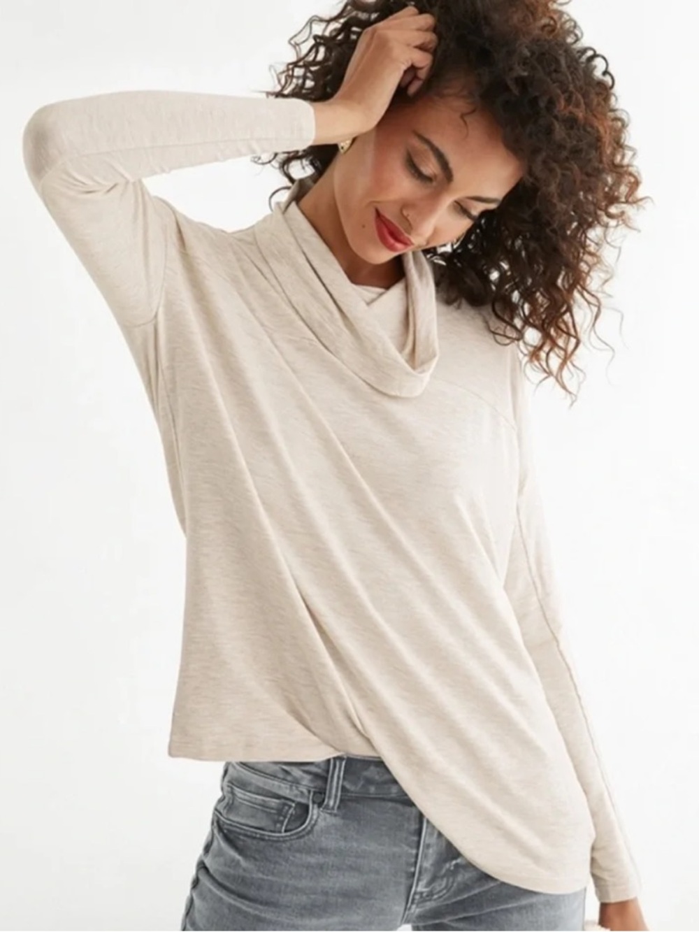 Cabi Ease Turtleneck Oatmeal Heather Sweater